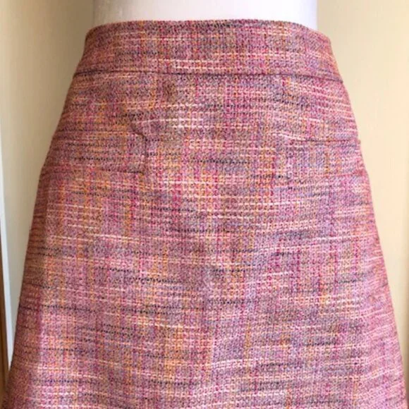 LOFT Pink Tweed A Line Petite Tailored Skirt 12P - Picture 7 of 15